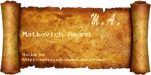 Matkovich Amand névjegykártya